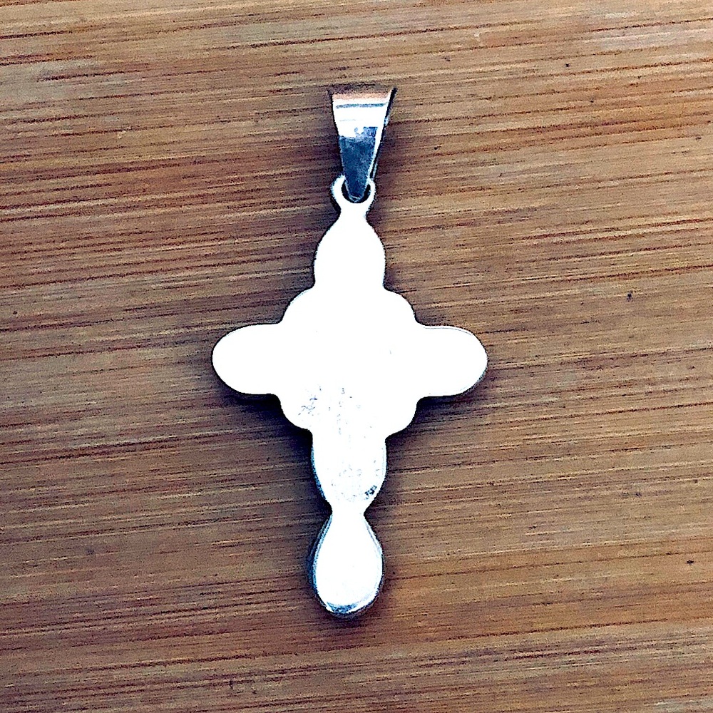 $94 Onyx or Jet Sterling Silver Estate Cross 925 - Picture 5 of 5